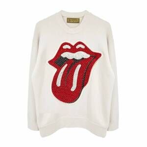NEW MADEWORN unisex rs crystal patch sweatshirt in white